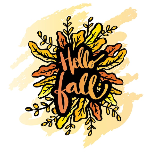 Vector hello fall hand lettering poster