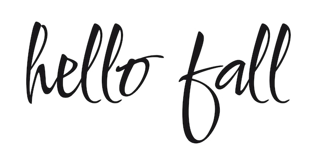 Hello fall  Vector ink lettering.  Modern calligraphy style.