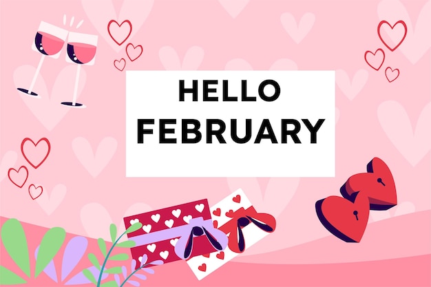 Hello february flat love month