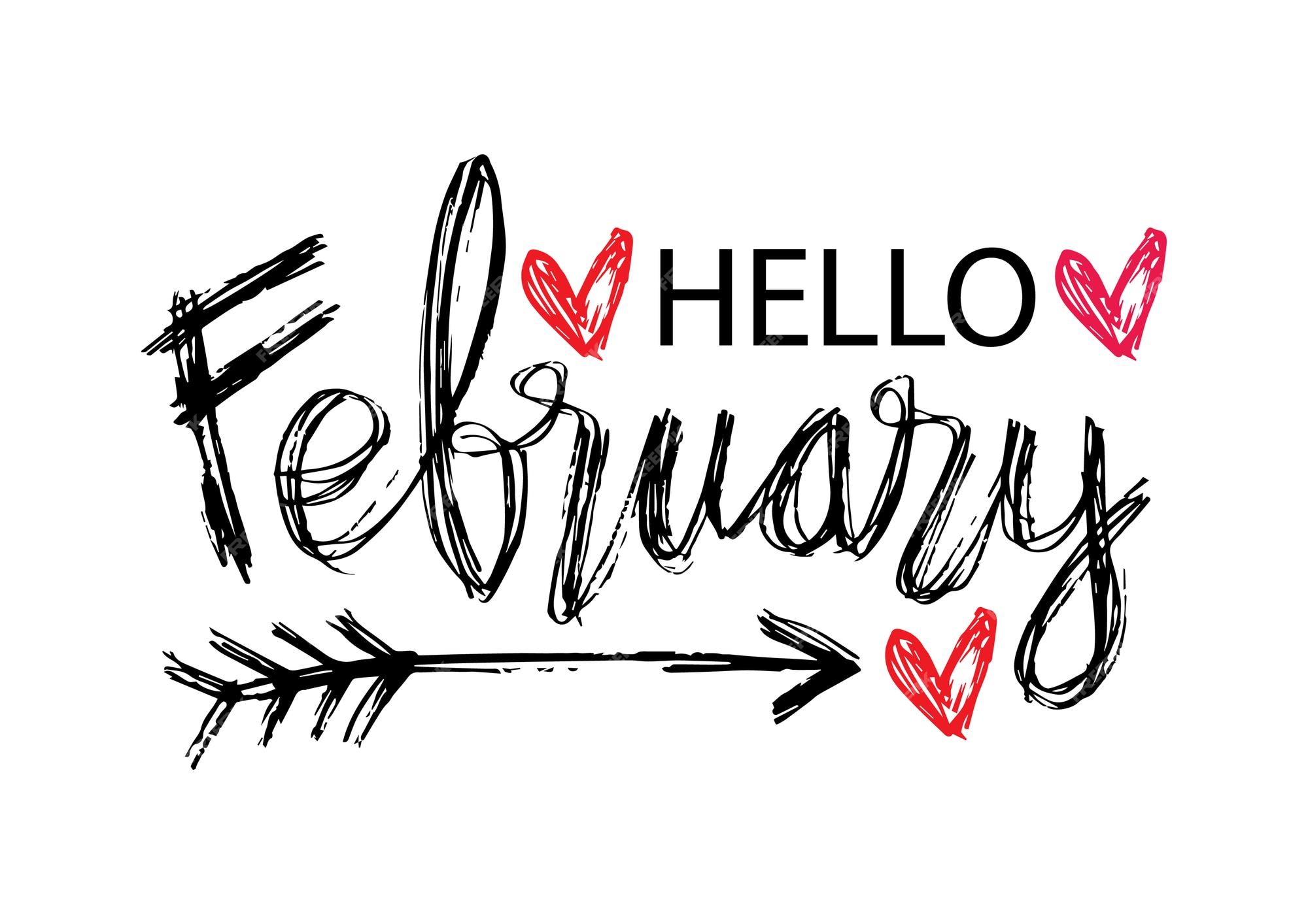 Premium Vector Hello February Hand Lettering Card