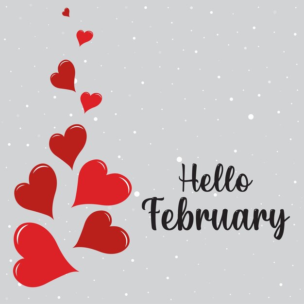 Premium Vector | Hello february hand lettering. welcome february. suitable  for greetings card.