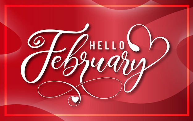 hello february lettering design