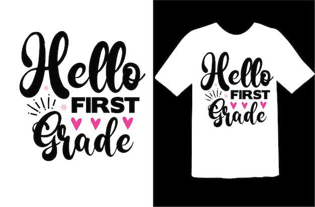 Дизайн футболки hello first grade