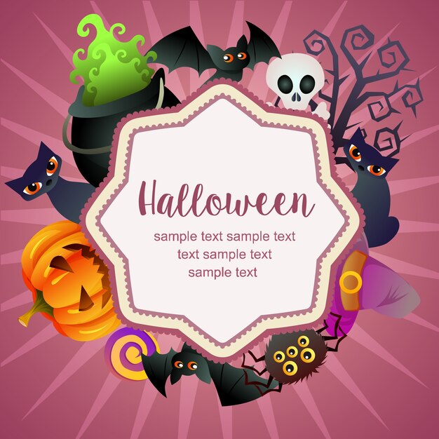 Hello halloween card bat candy treats