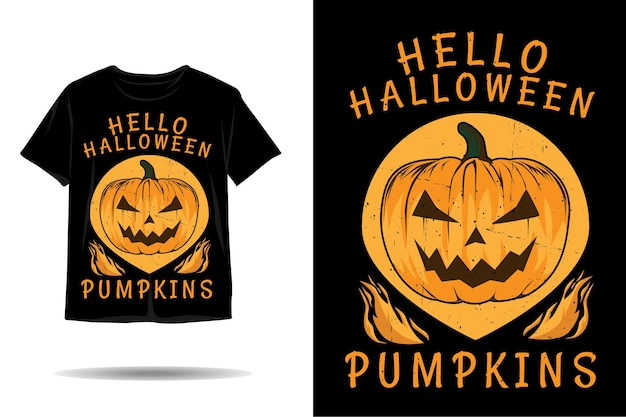 Hello halloween pumpkins silhouette tshirt design