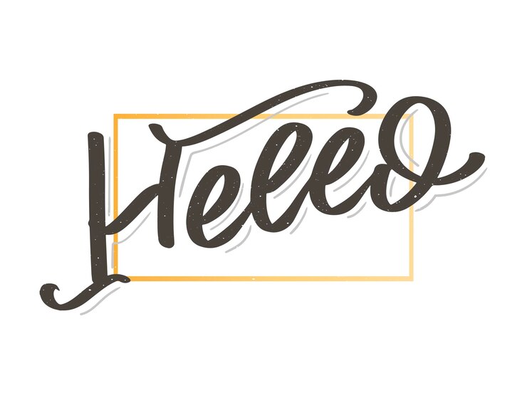 Vector hello in hand drawn style hello world lettering design concept white background hand lettering typog