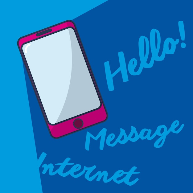 Vector hello internet and smartphone message vector illustration graphic design
