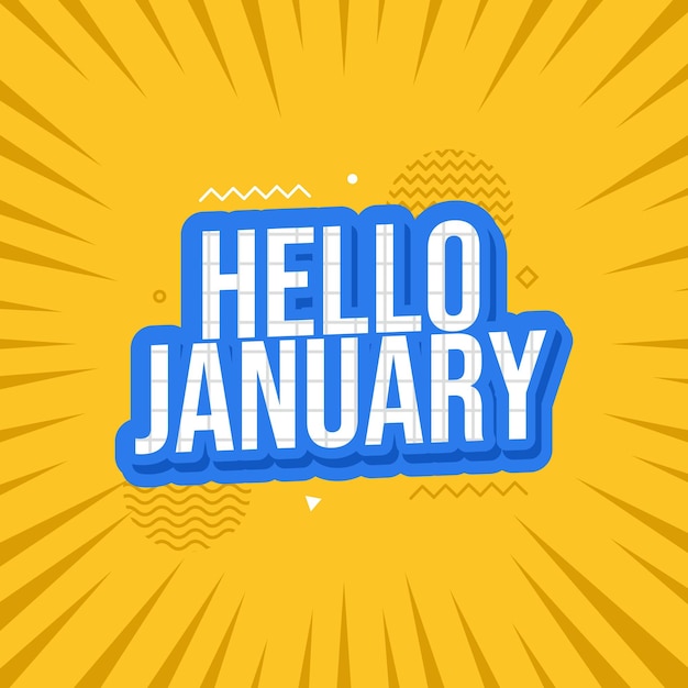 Hello january greeting design