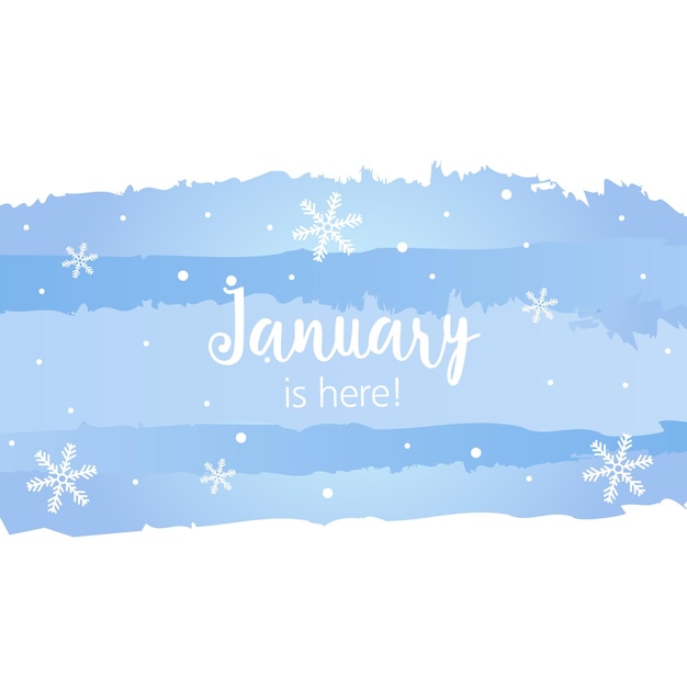 Hello January lettering with snowflakes. Elements for invitations, posters, cards Seasons Greetings