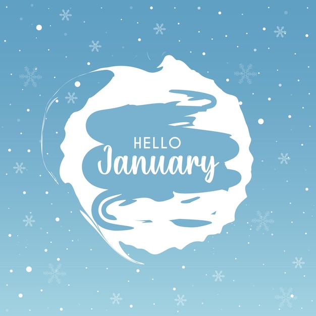 Hello january lettering with snowflakes. elements for invitations, posters, cards seasons greetings