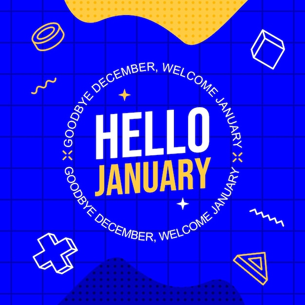 Hello january poster design