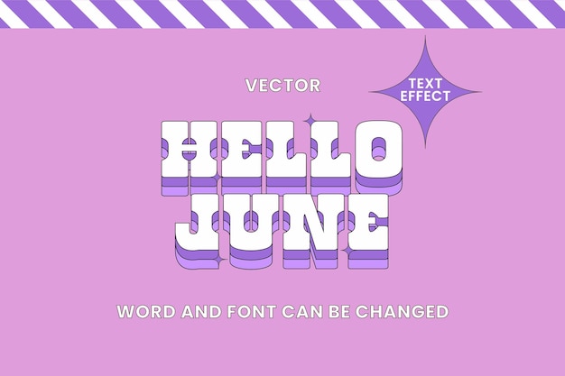 Hello June Retro Text Style Effect Editable