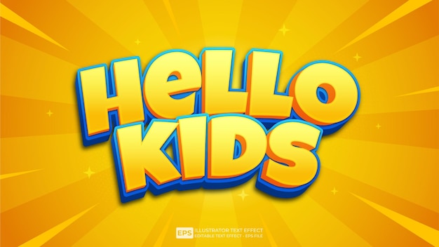 Hello Kids редактируемый шрифт с текстовым эффектом