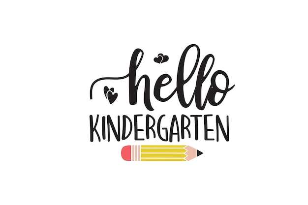 Hello kindergarten with a pencil. vector illustration.