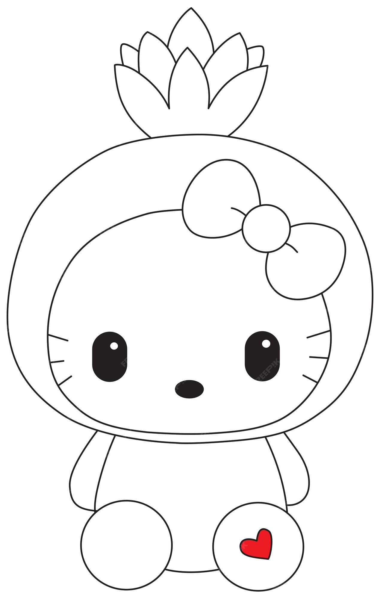 Premium Vector  Hello kitty line art vector sketch