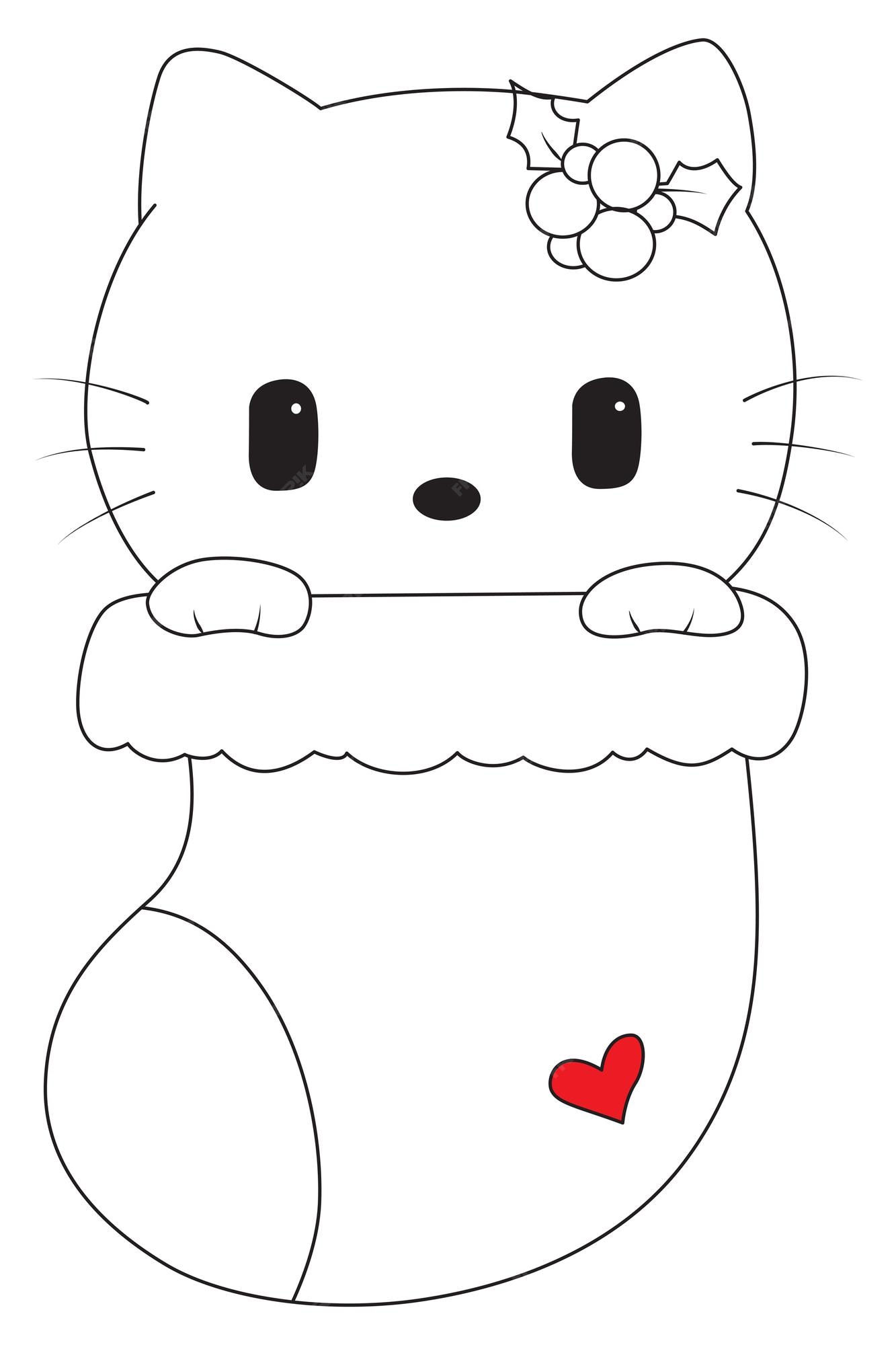 Premium Vector  Hello kitty line art vector