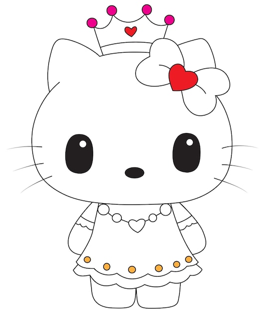 hello kitty line art vector