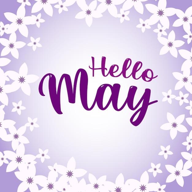 Hello may with flower.welcome may.suitable for greetings, calendar logo or month logo