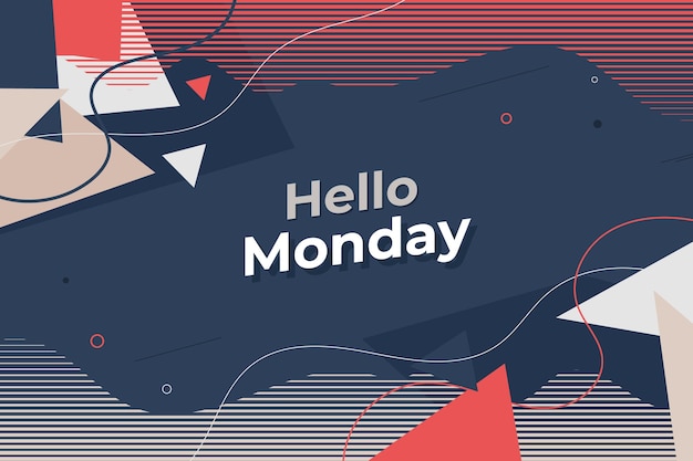 Vector hello monday background in memphis style