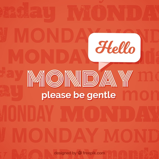 Vector hello monday, red background