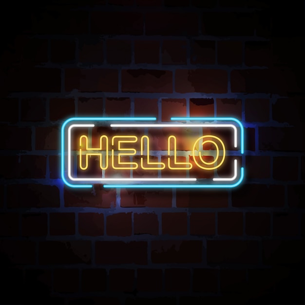 Ciao illustrazione del segno di stile al neon