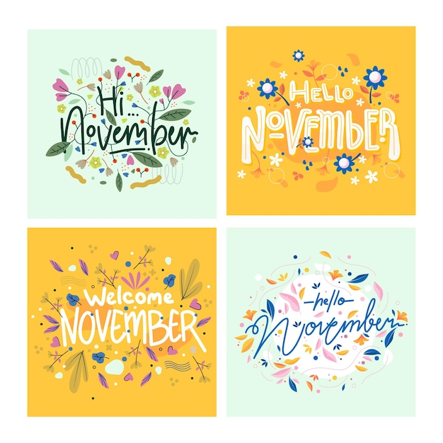 Hello November Hand Lettering Typography Collection