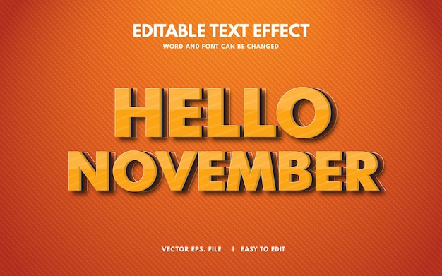 Vector hello november text effect template