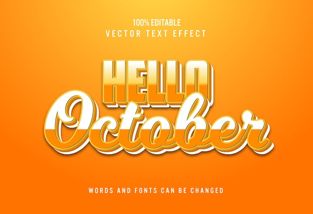 Hello october 3d editable text effect