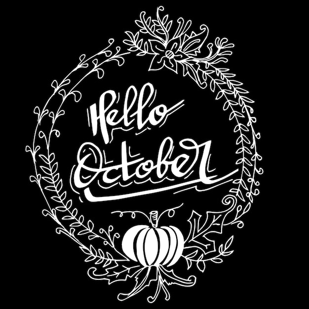 Hello October, doodle sketch and illustration