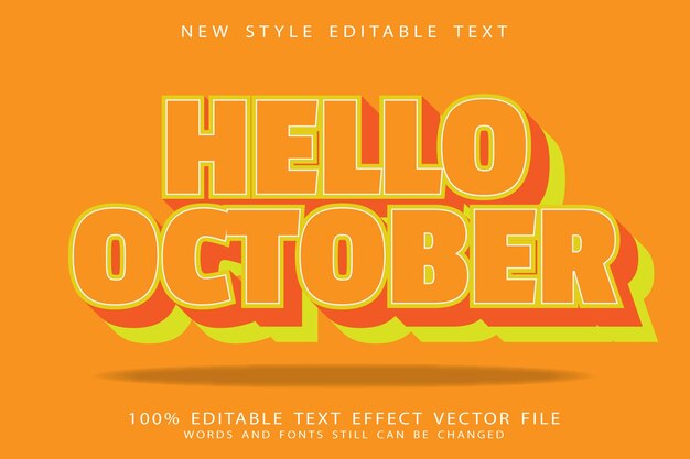 Hello october editable text effect emboss modern style