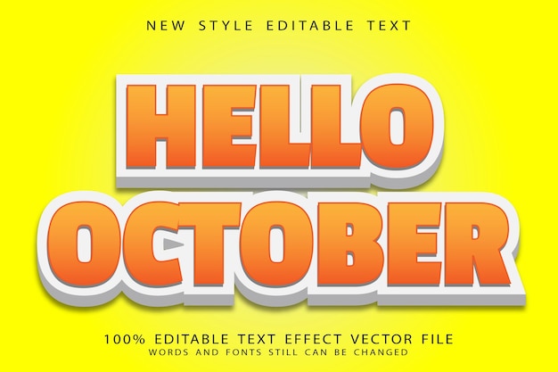 hello october editable text effect emboss modern style