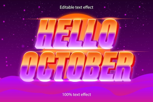 Hello october editable text effect retro style copy