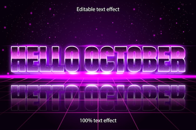 Hello october editable text effect retro style