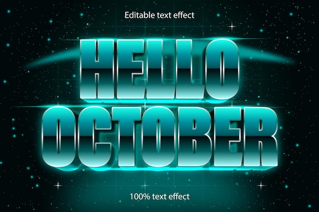 こんにちは10月編集可能なテキスト効果レトロスタイル