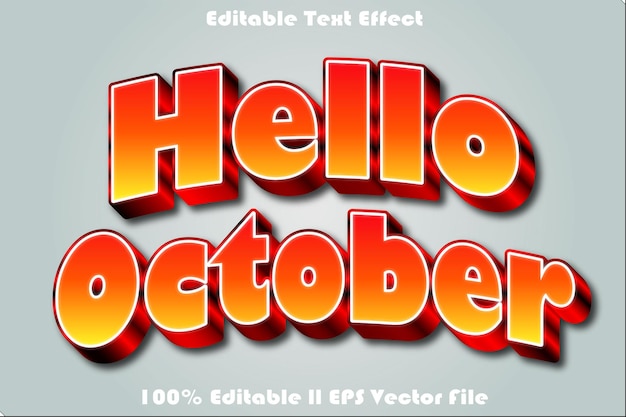 こんにちは 10 月の編集可能なテキスト効果