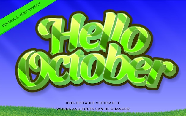 Hello october text effect editable for illustrator