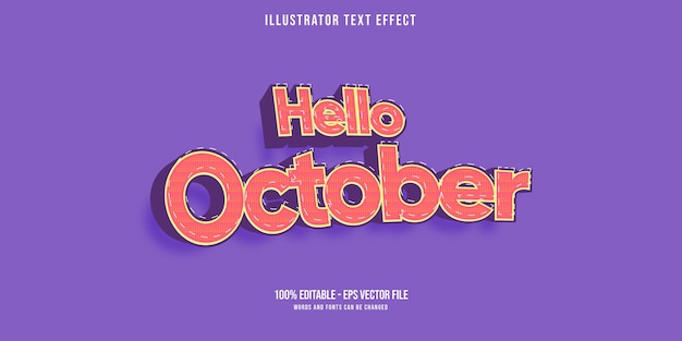 Hello october text effect, editable text style