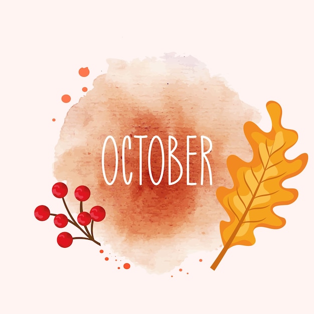 Vector hello october with autumn vibe welcome october vector illustration