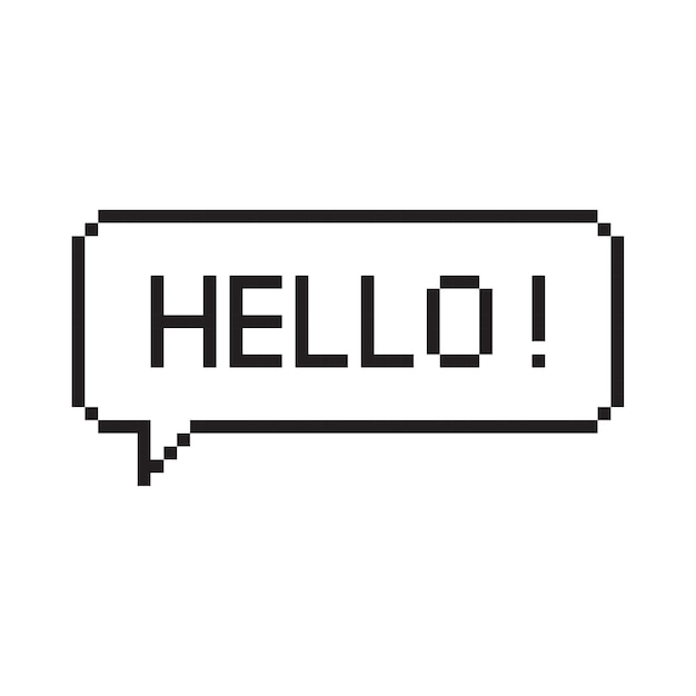 Hello pixel art lettering typography in speech bubble