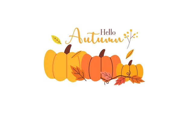 Hello Pumpkin Season Cute Hand Drawn Vector