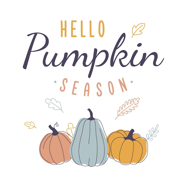 Vector hello pumpkin season vector fall season illustration