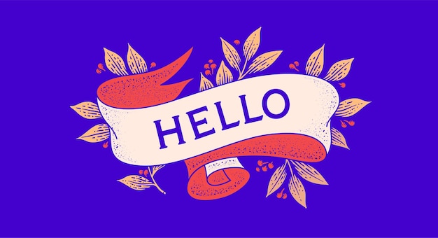 Hello retro greeting card