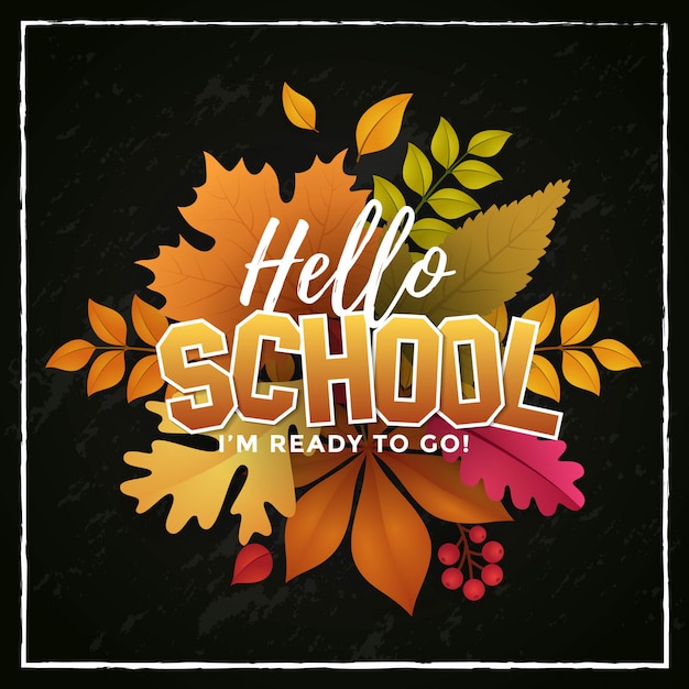 Hello School Autumn Poster Design