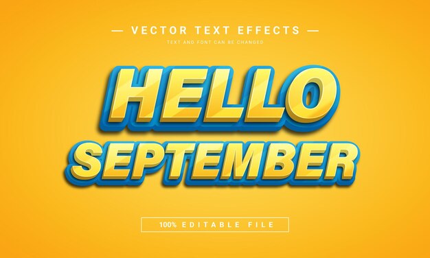 Hello september 3d editable text effect design