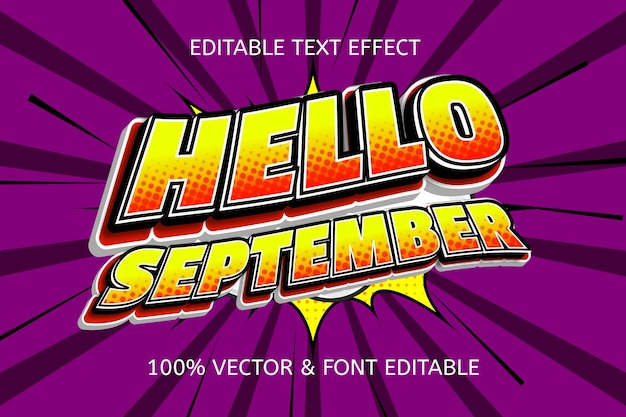 Hello september color purple yellow editable text effect