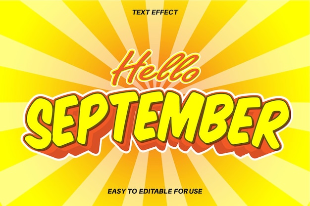 Hello september editable text effect