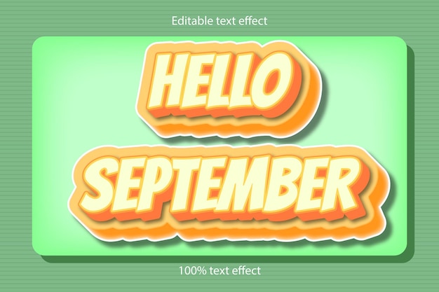 Hello september editable text effect