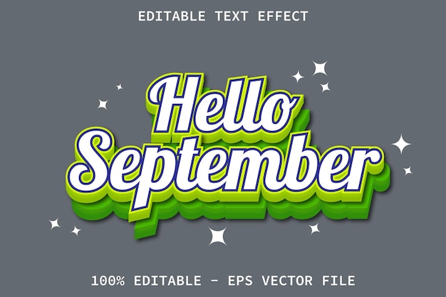 Hello September With Cartoon Emboss Style Editable Text Effect