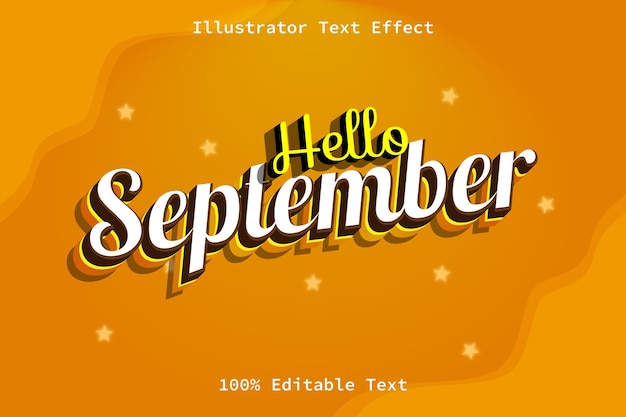 Hello September With Cartoon Retro Style Editable Text Effect