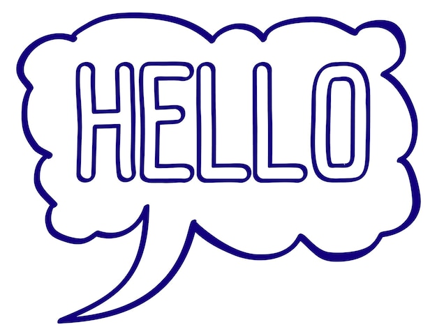 Vector hello speech cloud chat message comic sticker